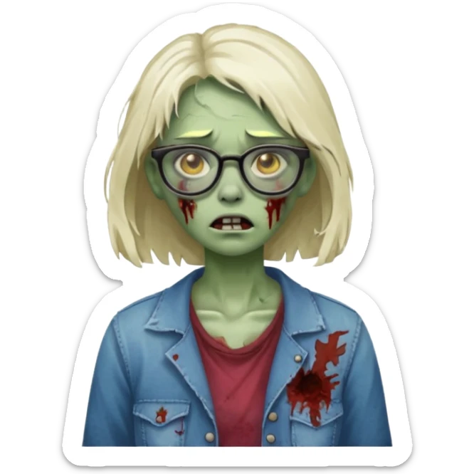   zombie girl with glasses sticker