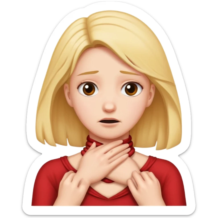 girl who holds hers neck as if she was strangling herself to show her annoyance  sticker