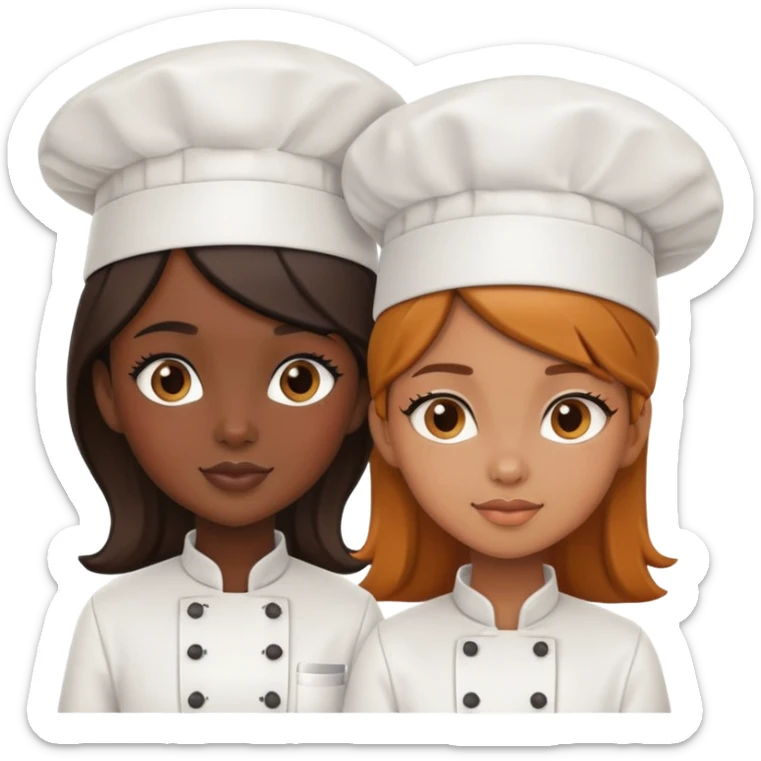 caramel girl and darkskin girl together chef emoji sticker