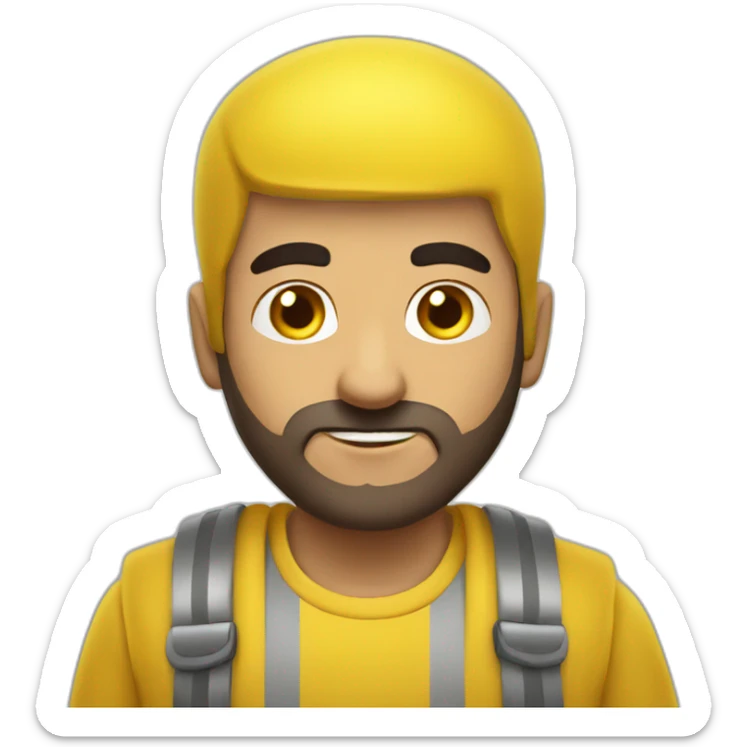 Armenian men with the yellow clothes reading book and looking at camera and smiling  sticker