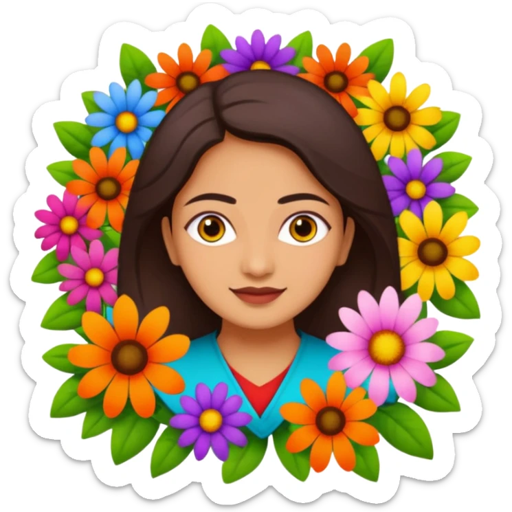 Logo of Madhu Gupta surrounded by flowers sticker