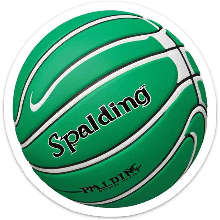 minimalist green Spalding basketball with simple NBA logo, few colorful accent lines, clean design sticker