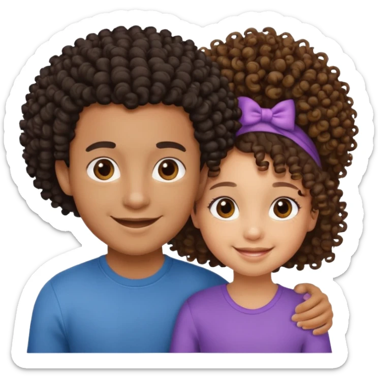 grand frère noir et petite sœur métisse cheveux bouclés sticker