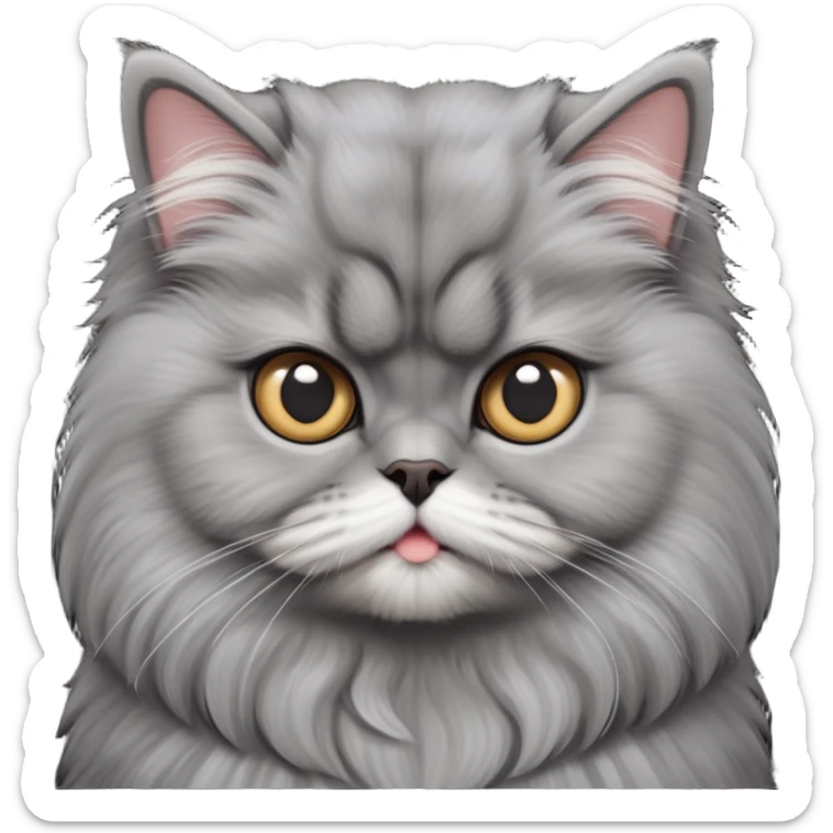 cinematic-adorable-big-eyed-fluffy-grey-persian-cat-portrait-emoji,-head-tilted-playfully-with-a-sweet-expression,-fluffy-grey-fur,-simplified-yet-irresistibly-cute-features-with-large,-expr sticker