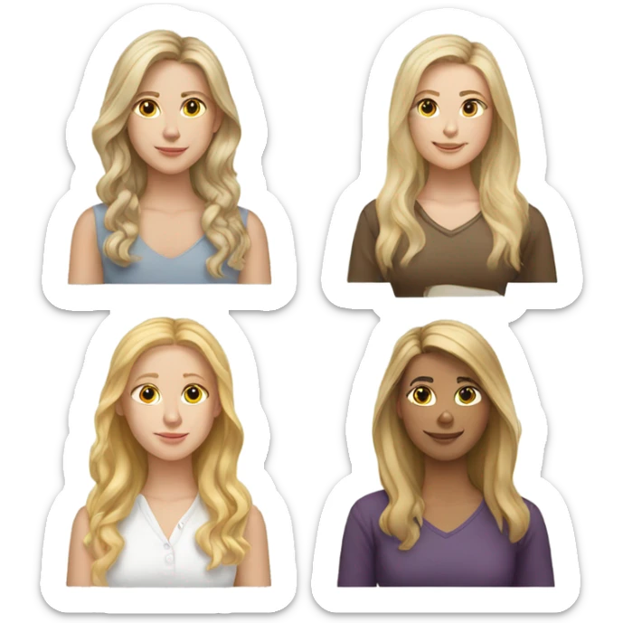 3 white  female friends 2 have blonde hair 1 has brown hair sticker