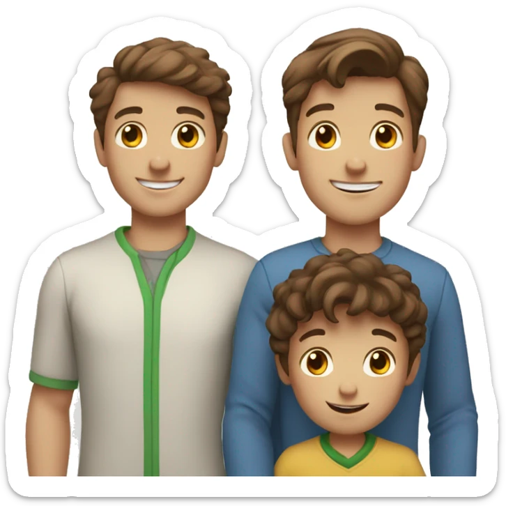 family of 4 brown hair 3 boys smile  sticker