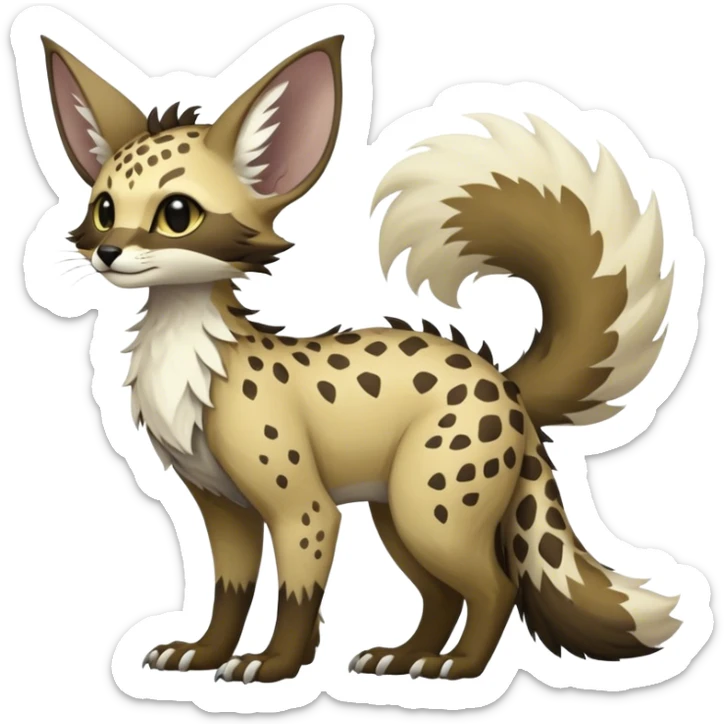 Feral Rare Fantasy Vernid-Trico-species by LiLaiRa, random markings, tufted tail, tufted ears, full body sticker
