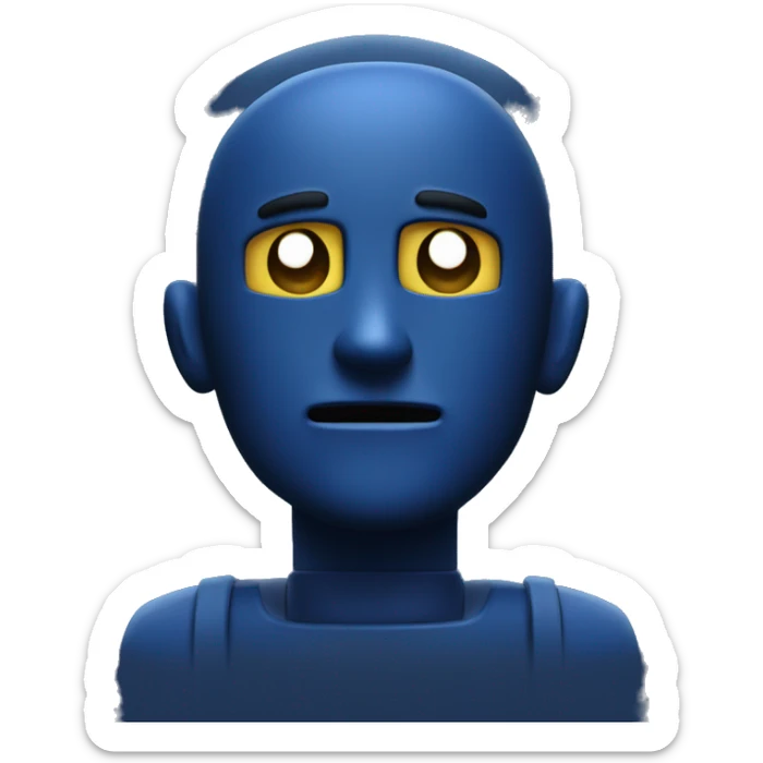 add 'TM' text in dark blue color to the background of the bot emoji sticker