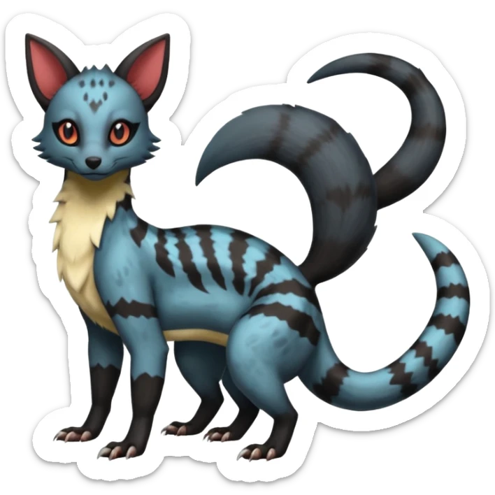 White Salandit-Umbreon-Genet-Noivern-Civet-Hybrid (Full body) sticker