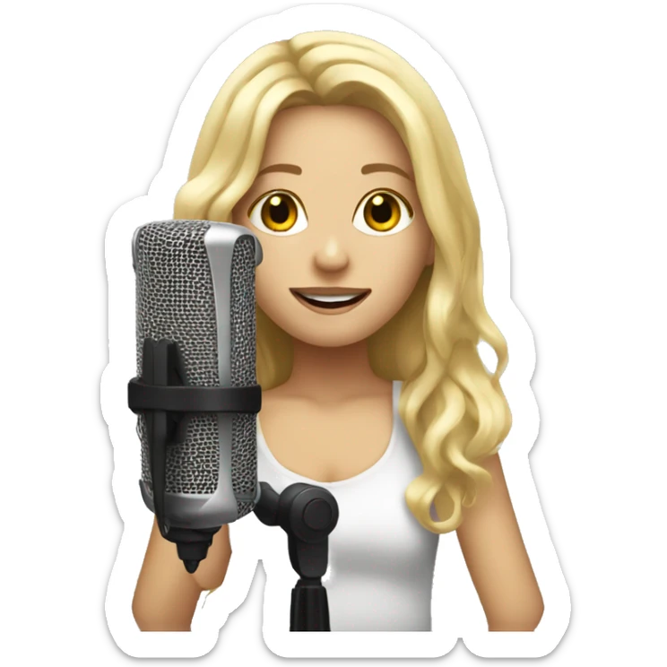 Blonde girl recording a song sticker