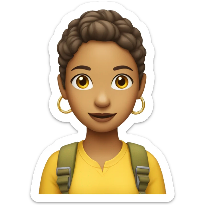 Female Little dinosaur with Yellow shirt and Hoop earrings sticker