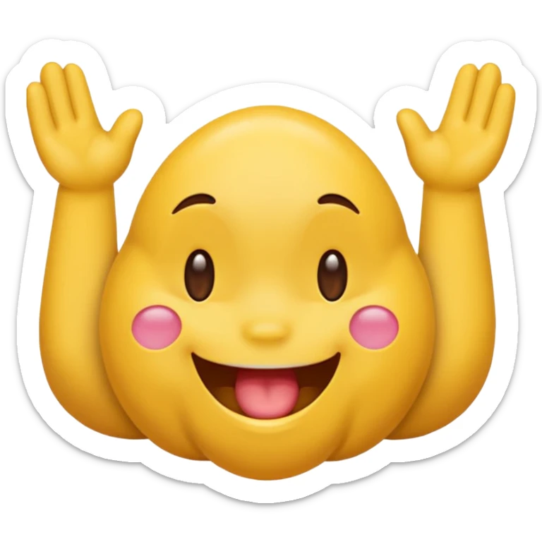 drooling emoji and on its top two ear emoji and one rock hand emoji sticker