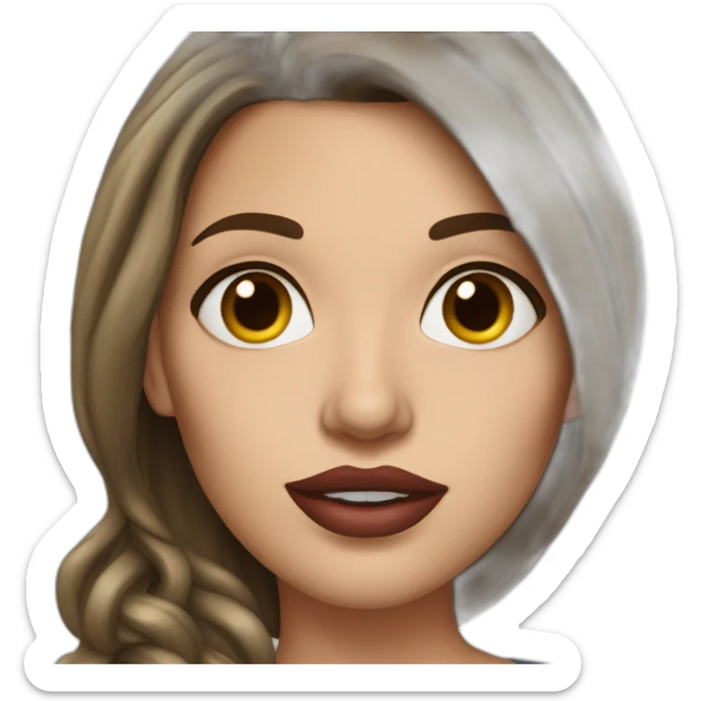 Brunette woman with long hair, painted lips, secretary and big earrings sticker