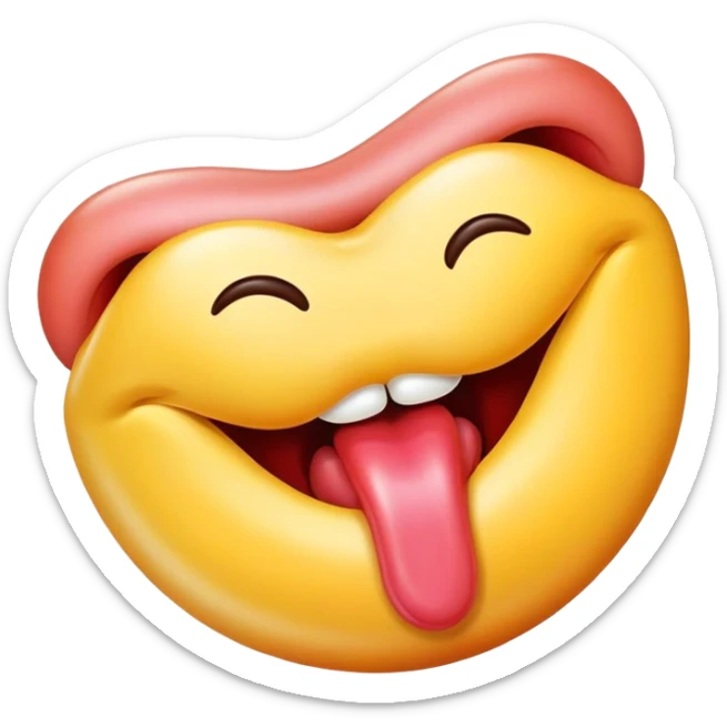 Delicious food emoji with tongue licking lips for 'Yummy' song sticker