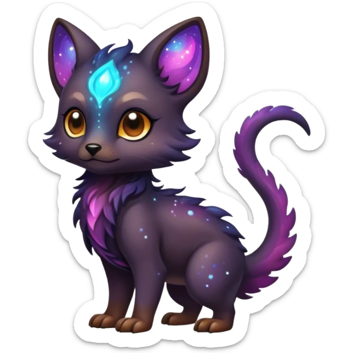 Cute cool colorful dark nebula fantasy-Fakemon-Digimon-animal-hybrid full body sticker