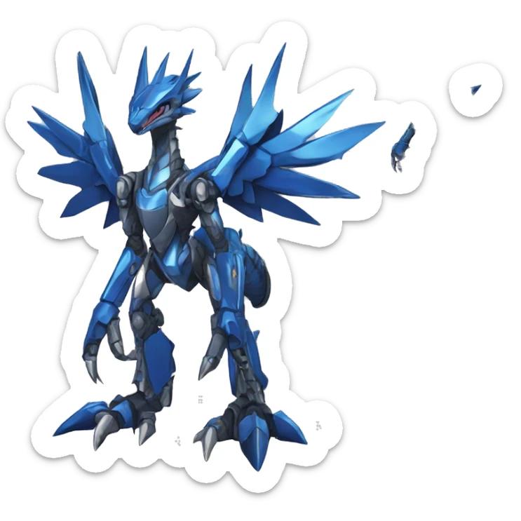  Edgy Shiny Futuristic Digimon-Fakemon-Reptile-Dragon-Sergal-Mecha full body sticker