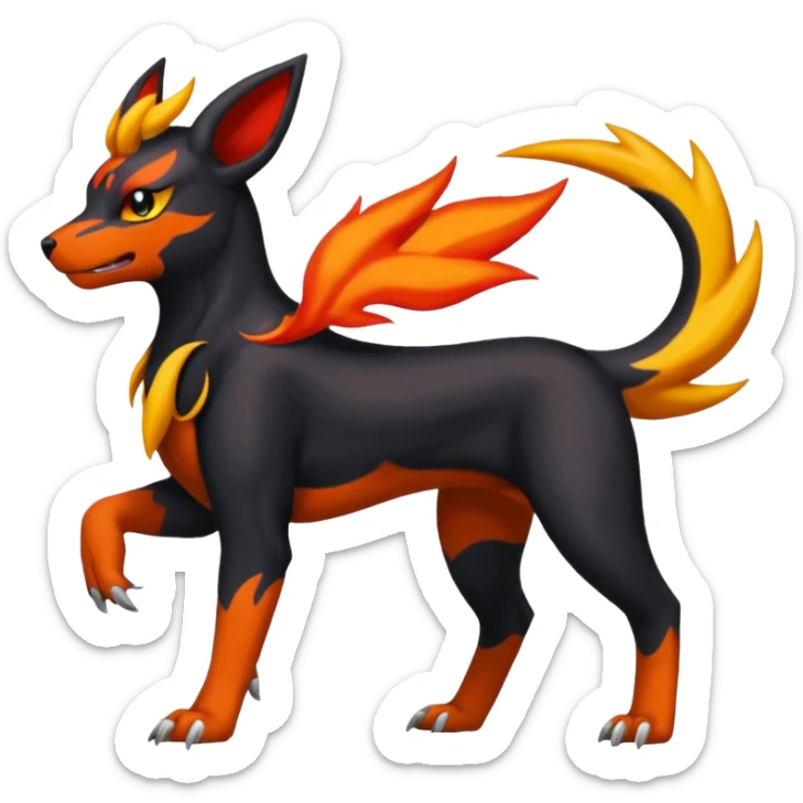 
Canine-Litten-Houndoom-Amaura-Salandit-Noibat-Flareon-Fakémon-fusion (full body) sticker
