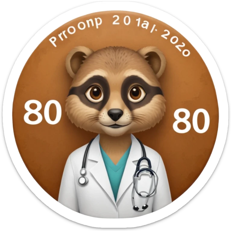 Suricate médecin avec écris "805" et "promo 2025-2030" avec un cercle rond au fond sticker