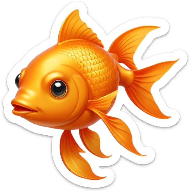 Cinematic Noble Orange Goldfish Portrait Emoji, Poised and regal, with a sleek, streamlined build and a lustrous, vibrant orange body, deep-set soulful golden eyes, Simplified yet sharp and sophisticated features, highly detailed, glowing with a soft, dignified glow, high shine, intelligent and graceful, stylized with an air of aquatic elegance, focused and attentive, soft glowing outline, capturing the essence of a watchful and confident aquatic companion, so majestic it feels as though it could glide out of the screen with effortless authority! sticker