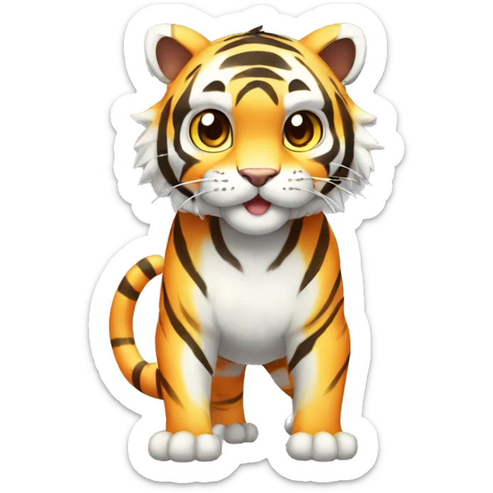 Colorful Shiny Kawaii Cute Blue-striped Tiger-Fakémon-Pokémon full body sticker
