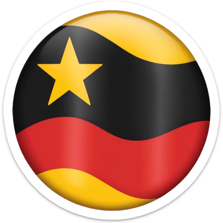 black on the top and red on the bottom country flag with a yellow circle in the middle sticker