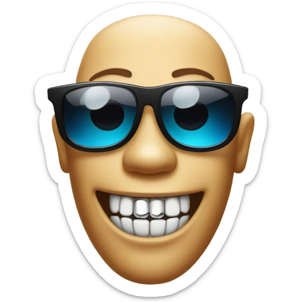 movie star with sunglases and shiny teeth that are replaced with diamonds sticker