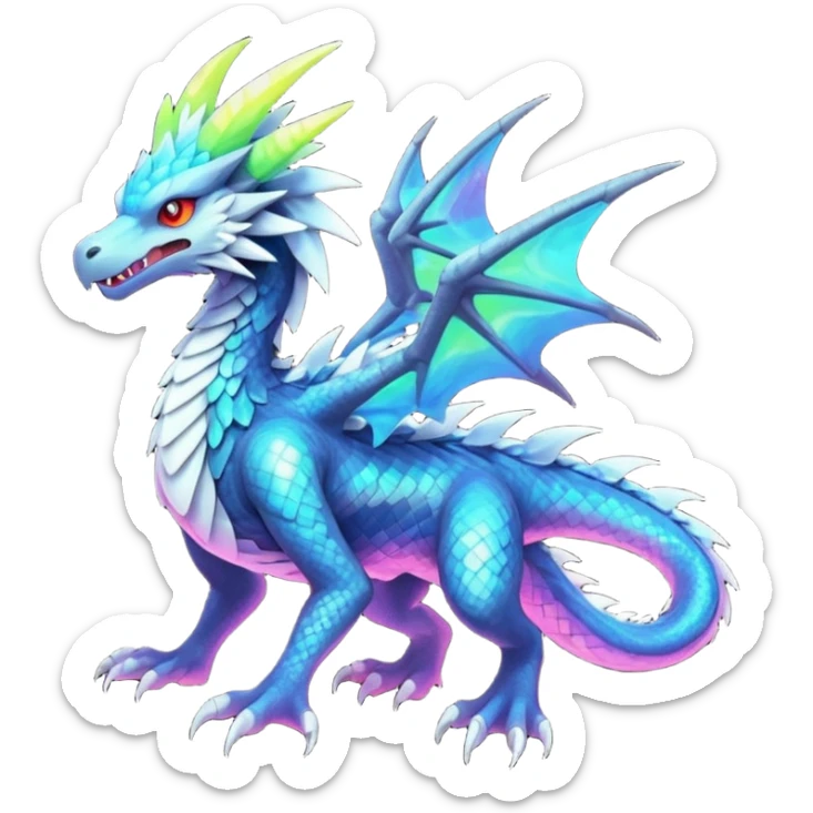 Neon Vibrant Pulsating Trail-glowing Chromatic Trico-Silvally-Dragon-fusion-hybrid sticker