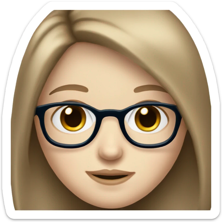 Pale skin girl with long Brown Hair and Blue Eyes in glasses  sticker