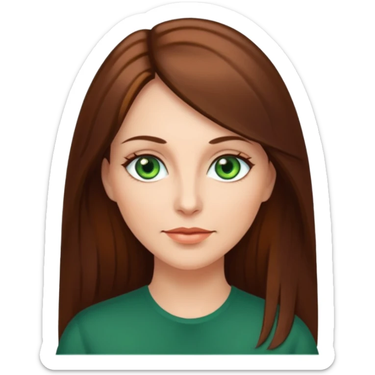 Pretty middle age woman with green eyes and long straight  brown hair  sticker