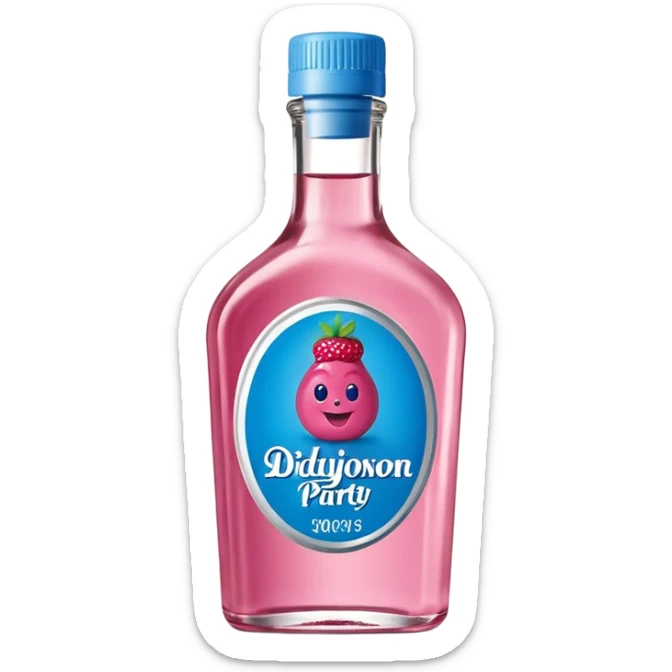 bottle of oil blue top pink outside with logo that says Diddy Party oil Johnson and Johnson  brand with a smiling berry on top sticker