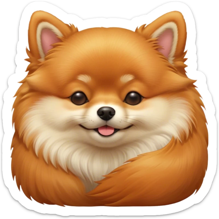 Meme-Worthy Cute Sleeping Orange Pomeranian Portrait Emoji, Head resting peacefully with a contented smile, showcasing a delightfully compact build and a luxuriously soft, fluffy orange Fur, eyes shut in a serene nap, Simplified yet hilariously adorable features, highly detailed, glowing with a soft, drowsy light, high shine, relaxed and utterly lovable, stylized with an air of playful laziness, bright and heartwarming, soft glowing outline, capturing the essence of a comically sleepy companion, so meme-worthy it feels like it could instantly become the next viral sensation of adorable slumber! sticker