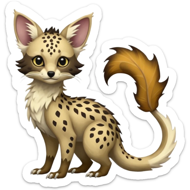 Feral Rare Fantasy Vernid-Trico-species by LiLaiRa, random markings, tufted tail, tufted ears, full body sticker