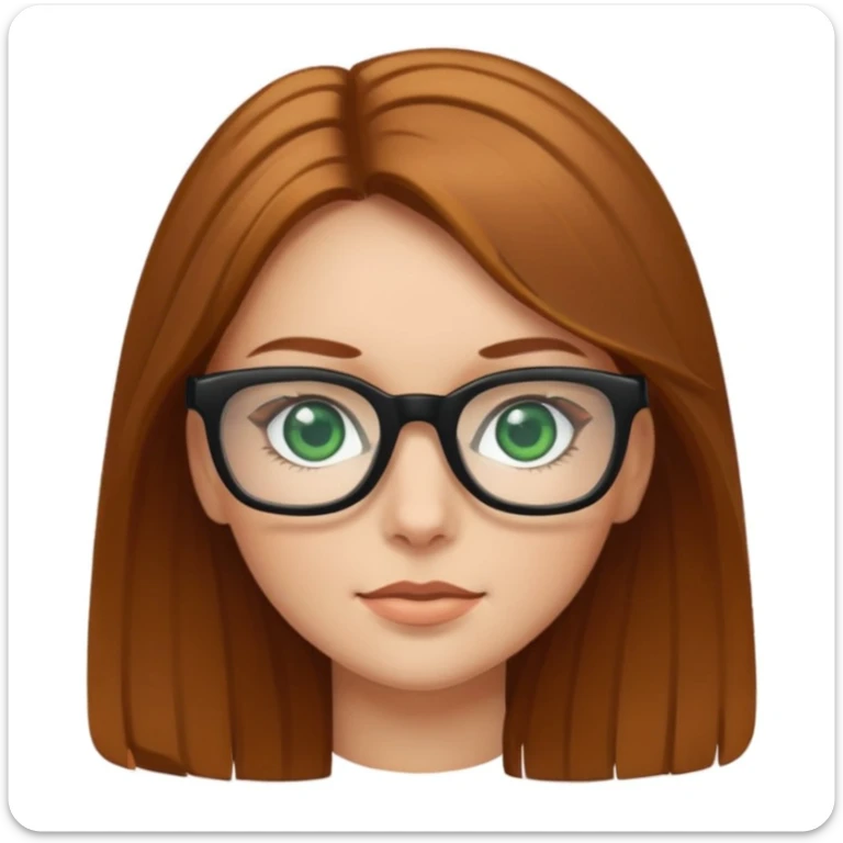 Caucasian girl with golden brown hair, green eyes, and black square glasses  sticker