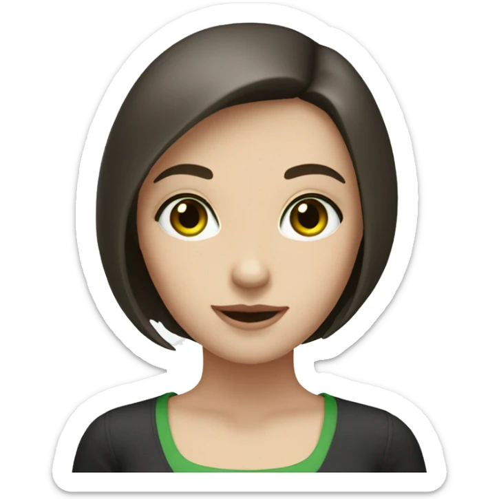Girl with pale skin, green eyes and dark brown bob  sticker