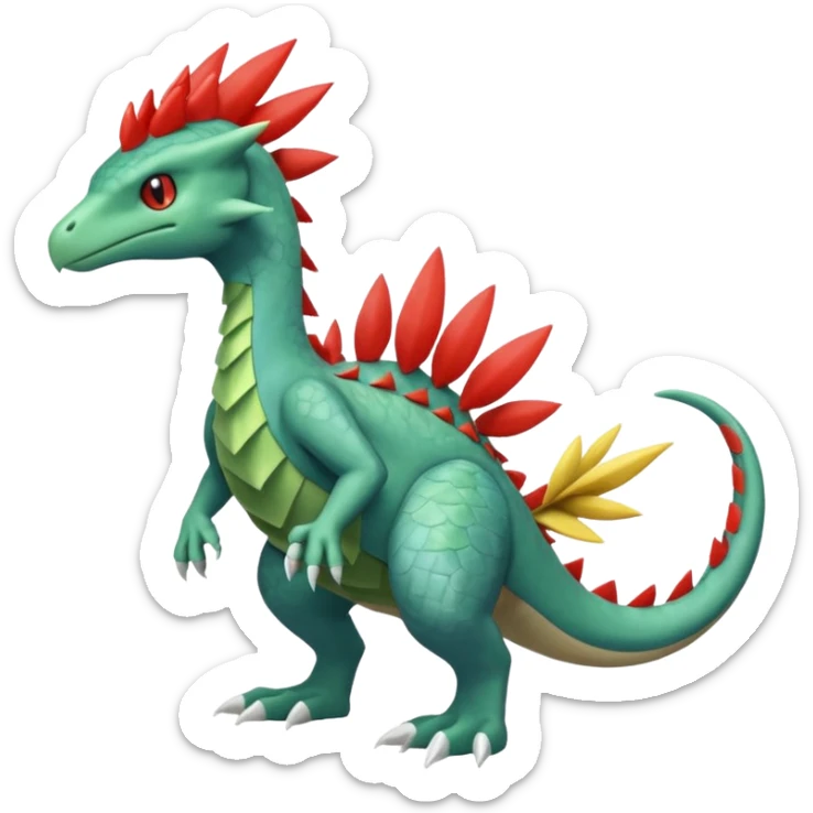 Sceptile-Inteleon-Blaziken-Salamence-Fakémon-fusion (full body) sticker