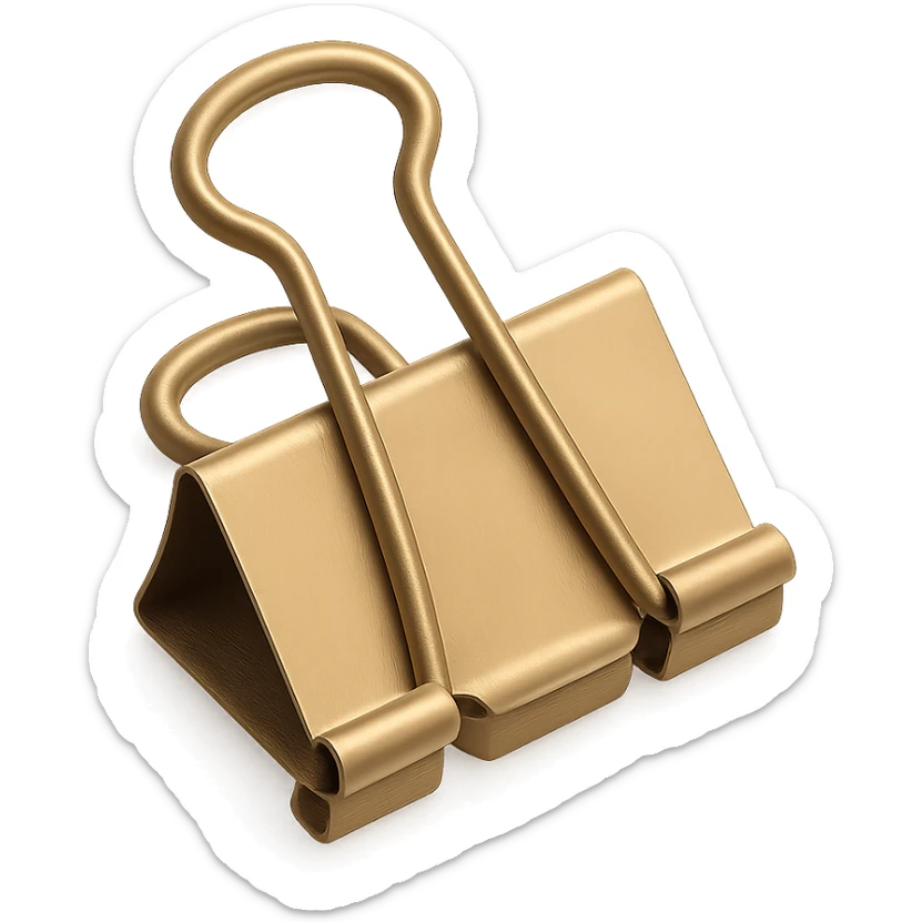 a gold binder clip, top view sticker