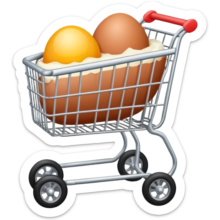 carrito de compras leche huevos carne pues que se vean los huevos mas pequeños  sticker