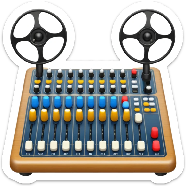O cucuvea cu căști pe urechi dă muzica mai tare la audio mixer sticker