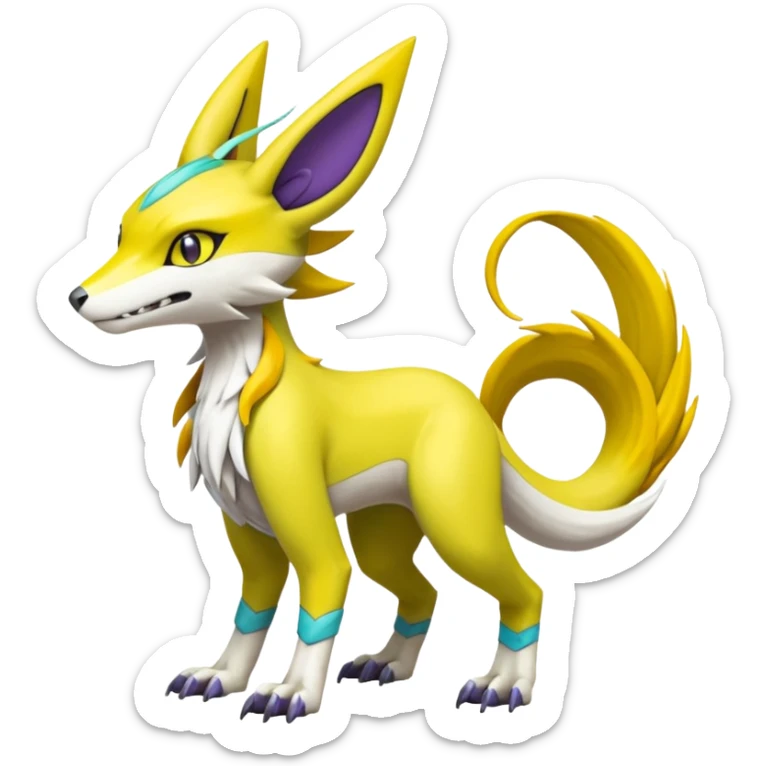 Meloetta-Vernid-Renamon-Lombax-Sergal-Pokémon-Digimon-Fakémon-fusion-hybrid-creature sticker