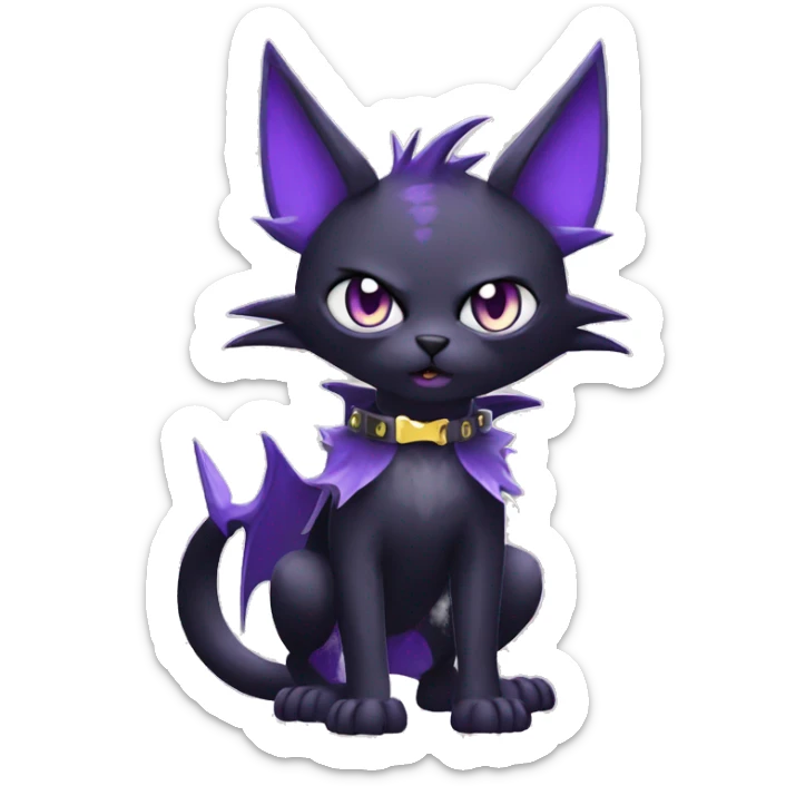 cool edgy black punk Purple nargacuga-bat-cat-Fakemon collar full body sticker