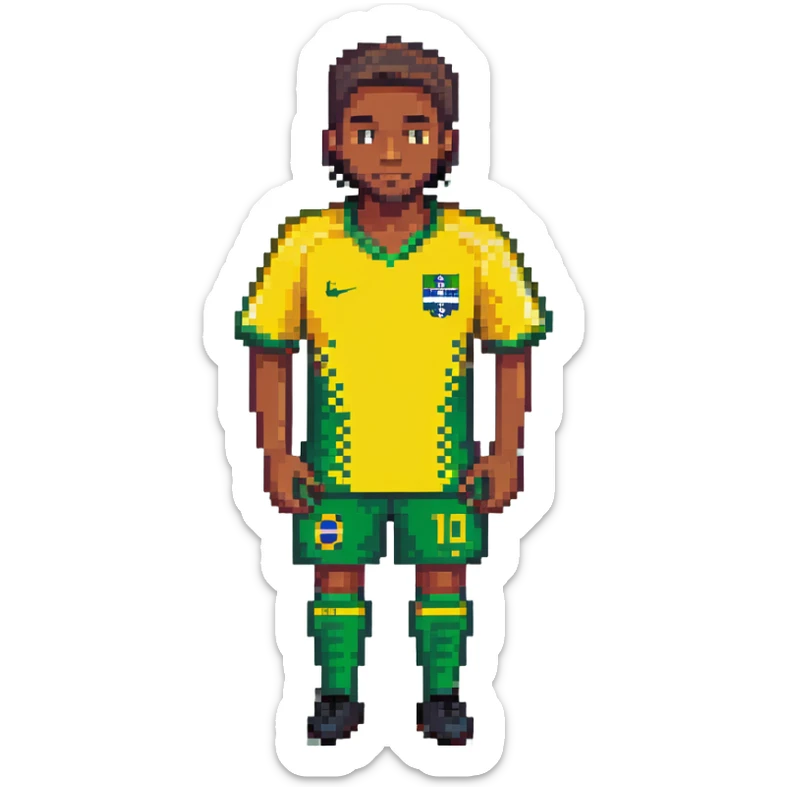 man wearing Brazilian soccer jersey, yellow and green colors sticker