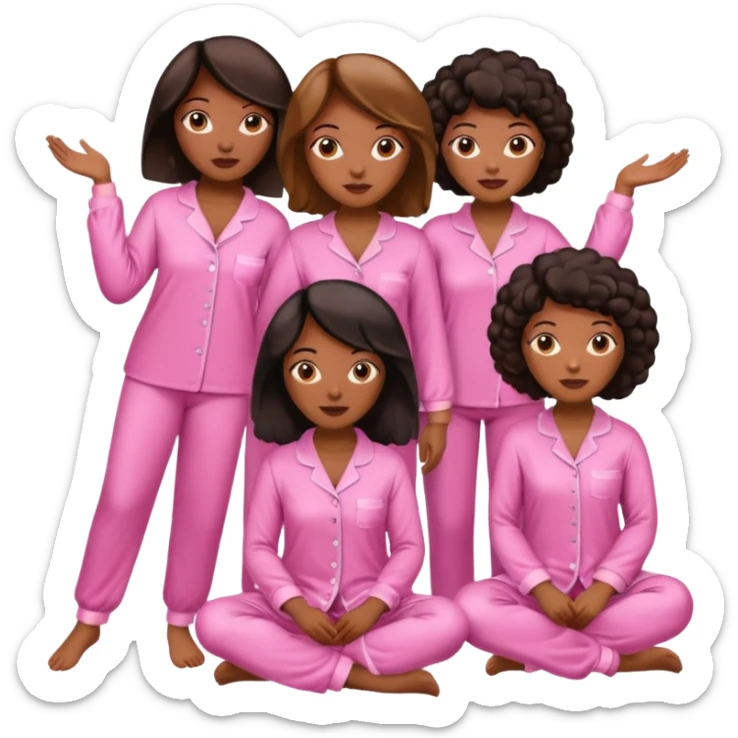 group of black women in pink pajamas high quality skilky pajamas and like 20 women sticker