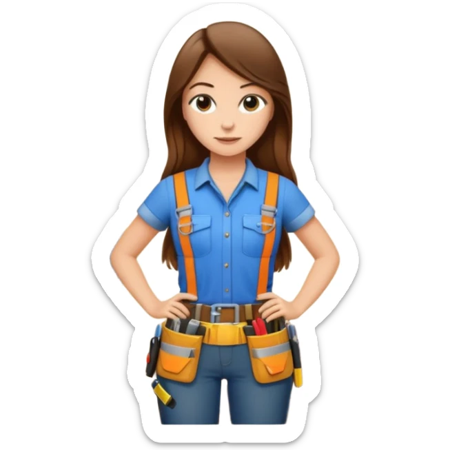 beautiful girl with long brown hair constructing new lounge room area with flat screen tv and couch sticker