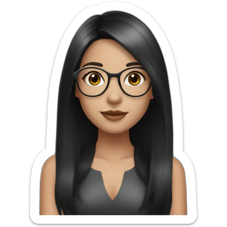 young white girl with rose gold glasses and black straight hair sticker