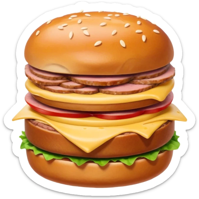 cute emoji of Leberkäse sandwich, thick pinkish meatloaf in round white lightly floured bun, little mustard on side, minimalist expressive sticker