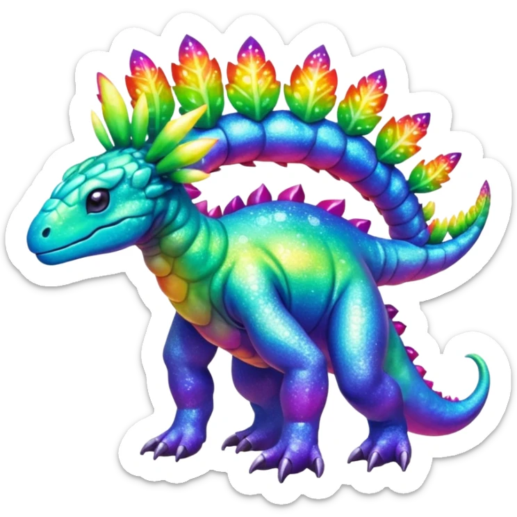 Shiny Exotic Iridescent Nebulae Meganium-Amaura-Aurorus-Fakémon-hybrid-creature (full body)  sticker