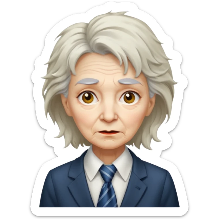 Very old women with Necktie.more smudges on face, different hair style. sticker