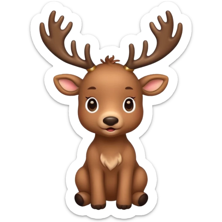 reindeer baby  cute, full body , gifts stuck in horns sticker