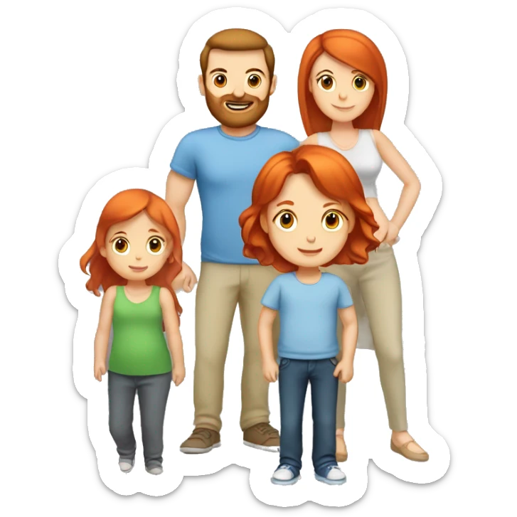 Parents with a baby girl - mom has red hair, dad has brown hair and the baby is a girl. All of them are Caucasian. The daughter should be an infant sticker
