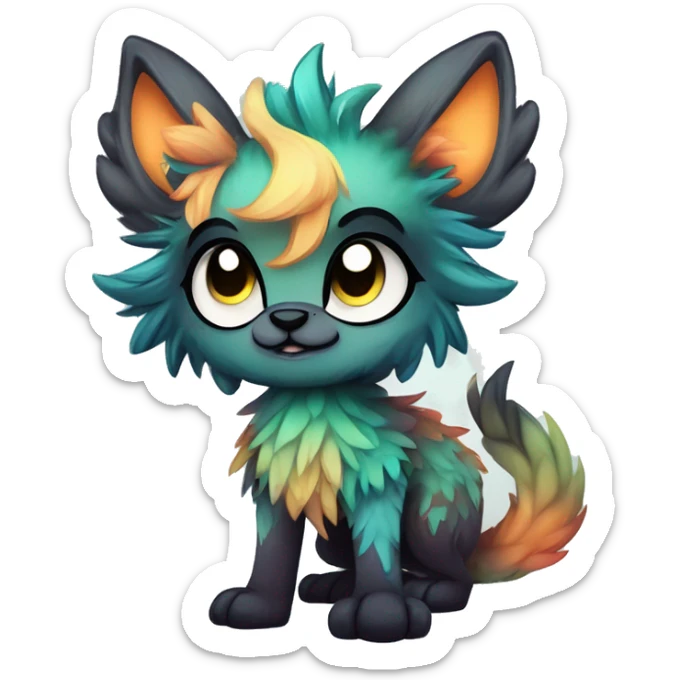 cute Kawaii edgy fantasy animal fursona Fionbri creature by griffsnuff & LiLaiRa & Falvie with exotic colors full body sticker